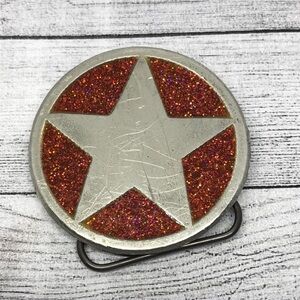 Vintage y2k Star Belt Buckle  Western Texas Glitter Star Belt Buckle Statement